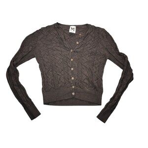 Missoni Womens Cardigan Sweater Sz XS Black Textured Long Sleeve Button Up See P